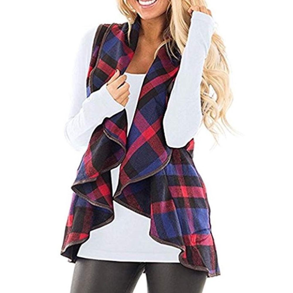 💙TAYLOR Womens Plaid Open Front Vest💙